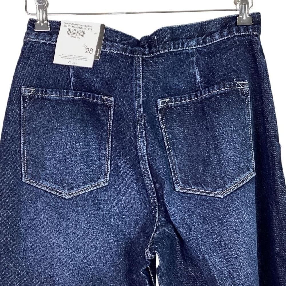 KanCan Jeans Women 9 28 Blue Cotton Ultra High Rise Super Flare Side Zip NEW - Picture 7 of 12